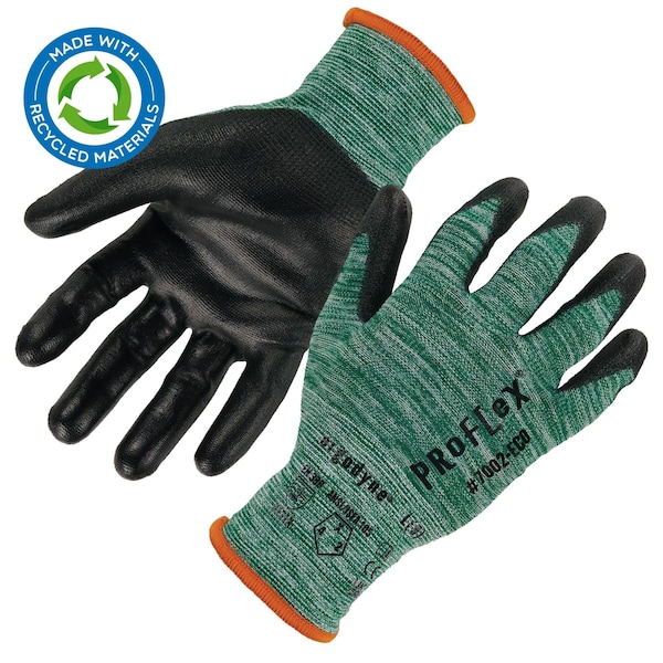 Ergodyne Gloves, Recycled Polyethylene Terephthalate, Green, XL 1 PR 7002-ECO - main